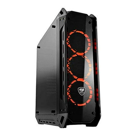 Cougar Pazer-G ATX full tower with tempered glass front, top and side panels, 2xUSB 2.0 , 2xUSB3.0 pre-installed front 3x 120mm ring LED vortex (Best Tempered Glass Full Tower Case)