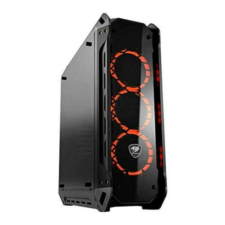 Full Tower Computer Case Cougar Pazer-G ATX full tower with tempered glass front, top and side panels, 2xUSB 2.0 , 2xUSB3.0 pre-installed front 3x 120mm ring LED vortex fan ()