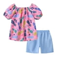 thumbnail image 4 of Hiiyo Infant Girls Clothes Outfits Summer Floral Short Puff Sleeve T Shirt Shorts Set, 4 of 4