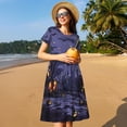thumbnail image 4 of JUNZAN Robe à Manches Courtes Imprimée Halloween Maison Mystère pour Femmes, Robe Décontractée Confortable, Mélange Polyester Spandex Doux, Tenue Quotidienne Élégante pour l'Été, 4 of 6