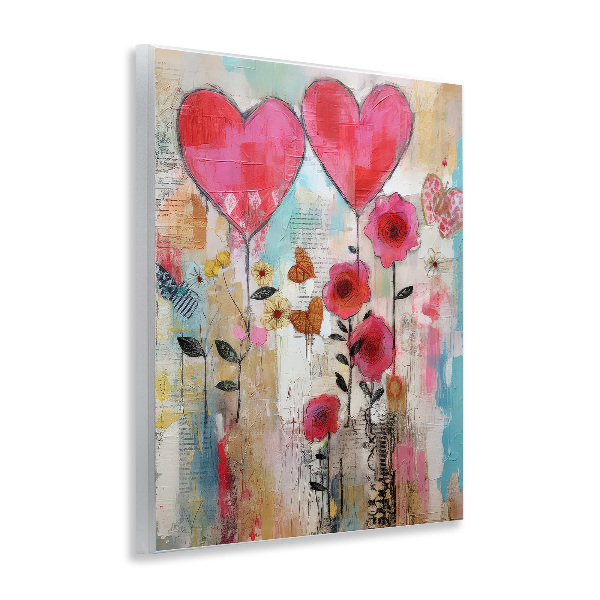 Stupell Industries Whimsical Hearts & Garden Abstract Painting Unframed Art Print Wall Art, 11 x 14