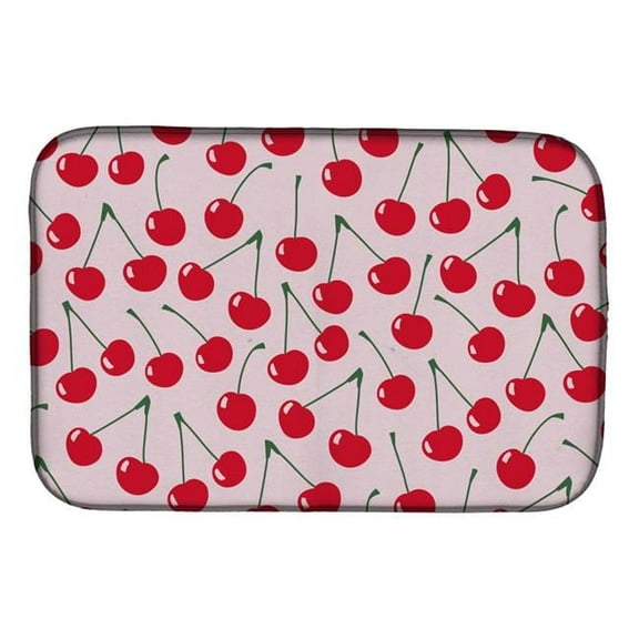 Cherries on Pink Dish Drying Mat