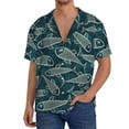 thumbnail image 3 of Honeii 's Fish Style for men's short-sleeved button-up collared shirt featuring a pocket, perfect for beach vacations, and travel adventures., 3 of 5