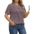 thumbnail image 3 of Fantaslook Women Plus Size Tops Pleated Crewneck Short Sleeve Shirts Casual Summer Tops, 3 of 10