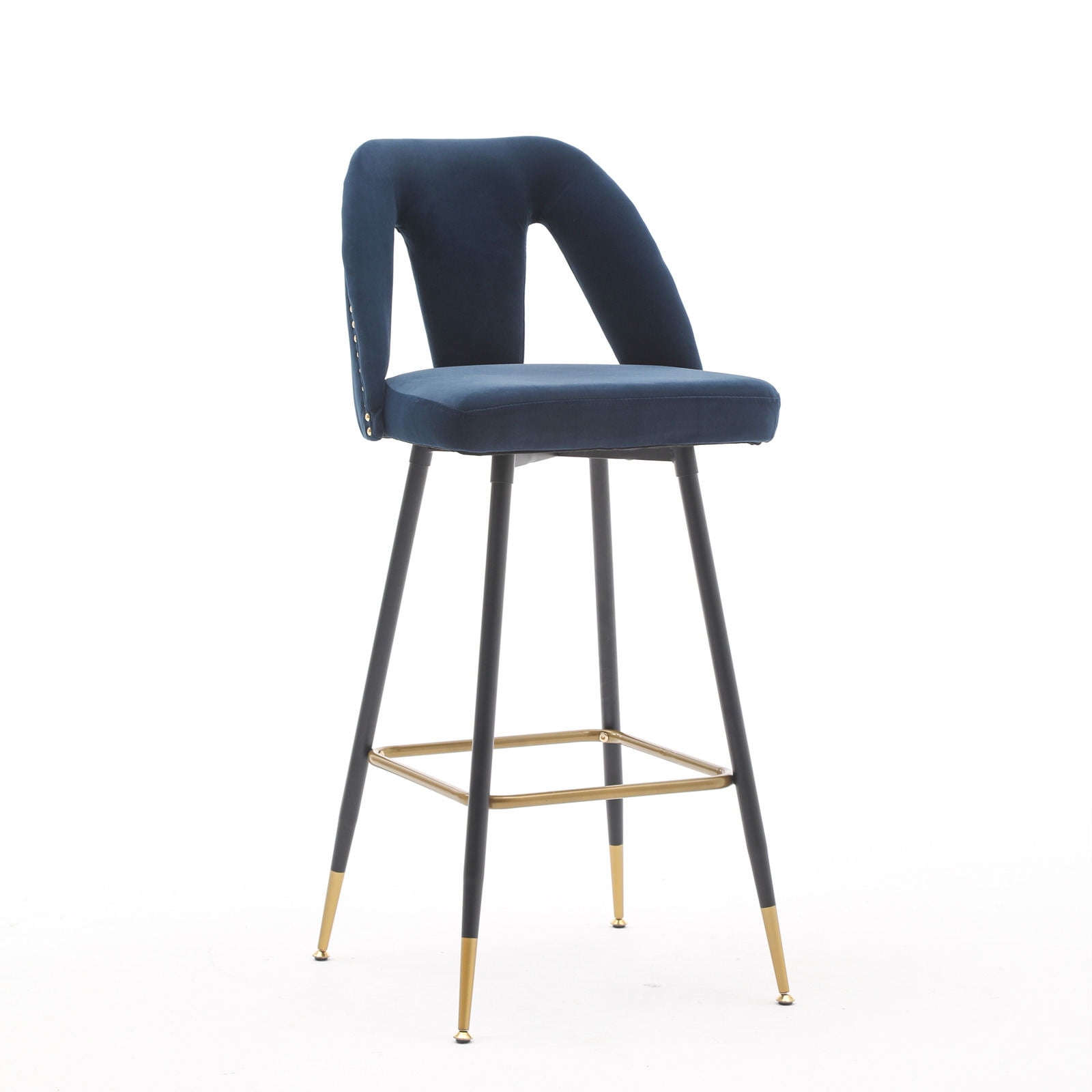 Kadyn Upholstered Counter Stool with Metal Leg, 28" Bar Stools Set of 2, Counter Height Stools with Back for Living Room, Blue
