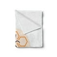 thumbnail image 2 of Honeycomb Soft Flannel Fleece Throw Blanket, Beekeeping Themed Composition Minimalist Illustration Hexagons, Cozy Plush for Indoor and Outdoor Use, 70" x 90", Earth Yellow Beige, by Ambesonne, 2 of 5