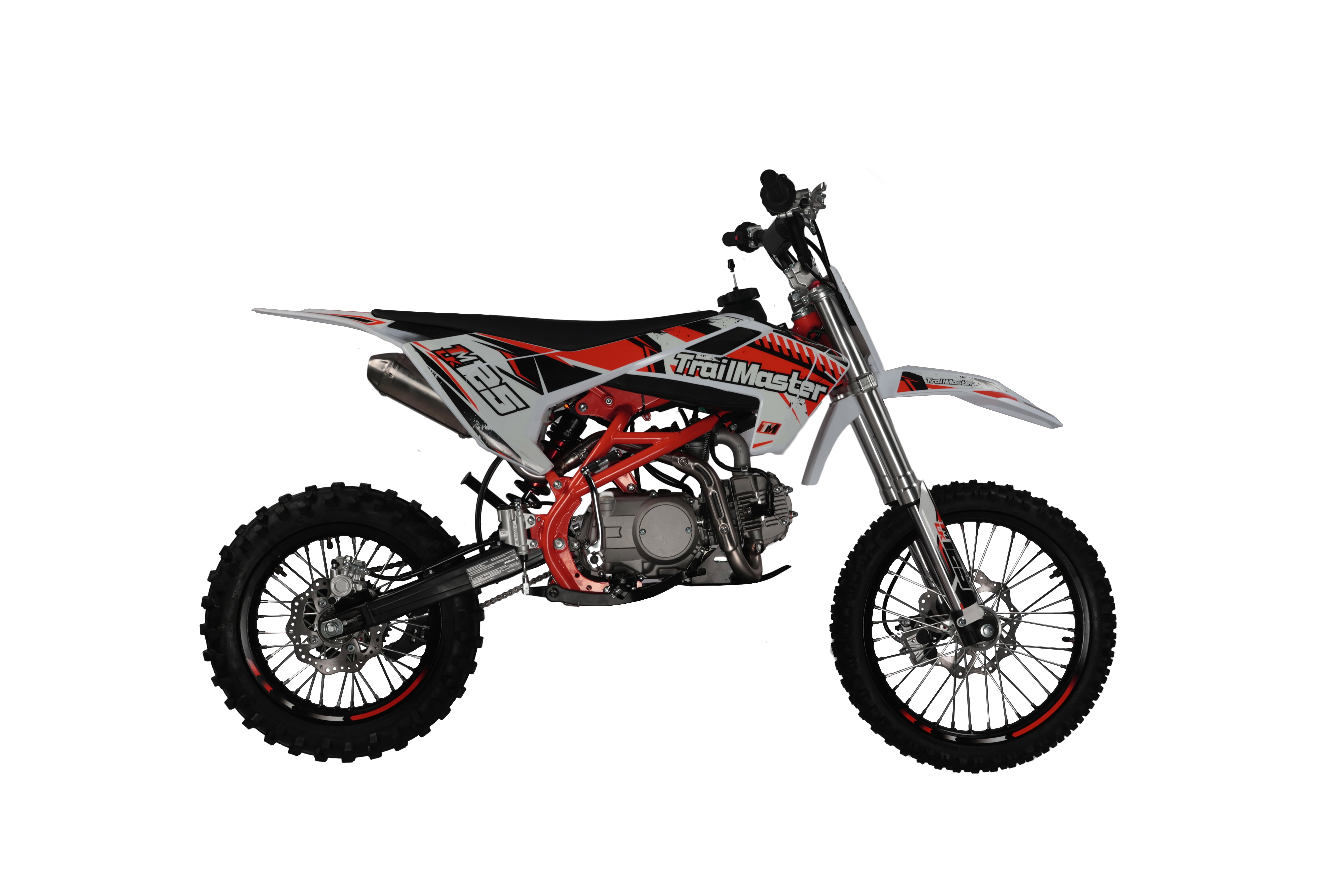 TrailMaster LK125 123cc Dirt Bike, Max Speed 45 mph, Ages 16+, 32.9" Seat Height, 17"/14" Tires, Electric & Kick Start, Inverted Forks (Red)