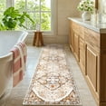 thumbnail image 4 of MeyJey Boho Indoor Hallway Runner Rug 2'x8', Oriental Non Slip Machine Washable Area Rug Distressed Vintage Floor Carpet for Bedroom Kitchen Dinning/Living/Laundry Room, Cream/Orange, 4 of 14