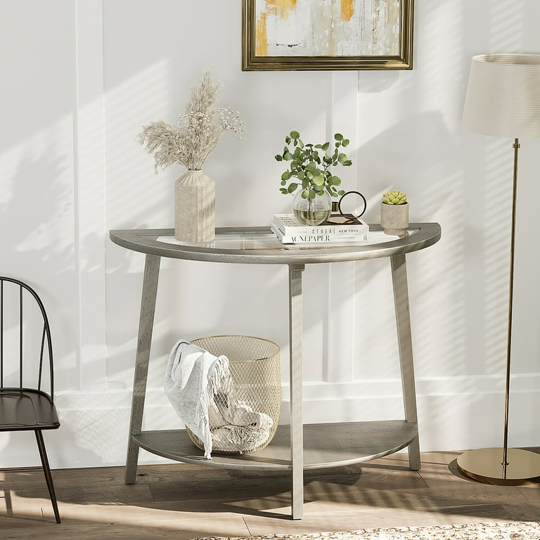 Round glass 2024 entryway table