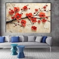 thumbnail image 2 of Mudket Framed Vintage Floral Canvas Wall Art Red Plum Blossom Flower Prints Wall Decor Abstract Botanical Canvas Print Ready to Hang for Living Room Office Home Decor - 12"L x 8"W, 2 of 10