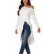 thumbnail image 4 of INSPIRAR CHIC Blusa Casual de Una Sola Manga Larga Asimétrica de Bajo Irregular para Mujeres L Blanca, 4 of 6