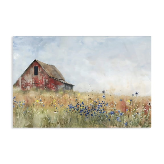 Stupell Industries French Country Rustic Barn in Colorful Meadow Canvas Art, 24 x 16, by Creative Studio