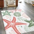 thumbnail image 3 of Rectangle Area Rug 4x6ft, Ocean Red Orange Green Coral Starfish Non-Shedding Washable Area Rug, Summer Sealife on White Non Slip Low-Profile Rugs for Living Room, Bedroom Dining Room, 3 of 9