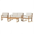 thumbnail image 3 of Pemberly Row Modern Solid Wood Slat Back 4 Piece Chat Set - Natural, 3 of 6