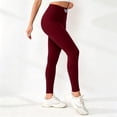 thumbnail image 4 of Usloyux Women's High Waisted Leggings Ribbed Sport Slim Fit Long Pants with Compression Yoga Running Workout Casual Daily Bottoms, Wine M, 4 of 7