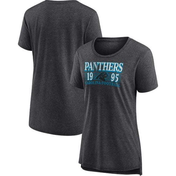 Women's Fanatics Heathered Charcoal Carolina Panthers Neck And Neck Scoop Neck T-Shirt