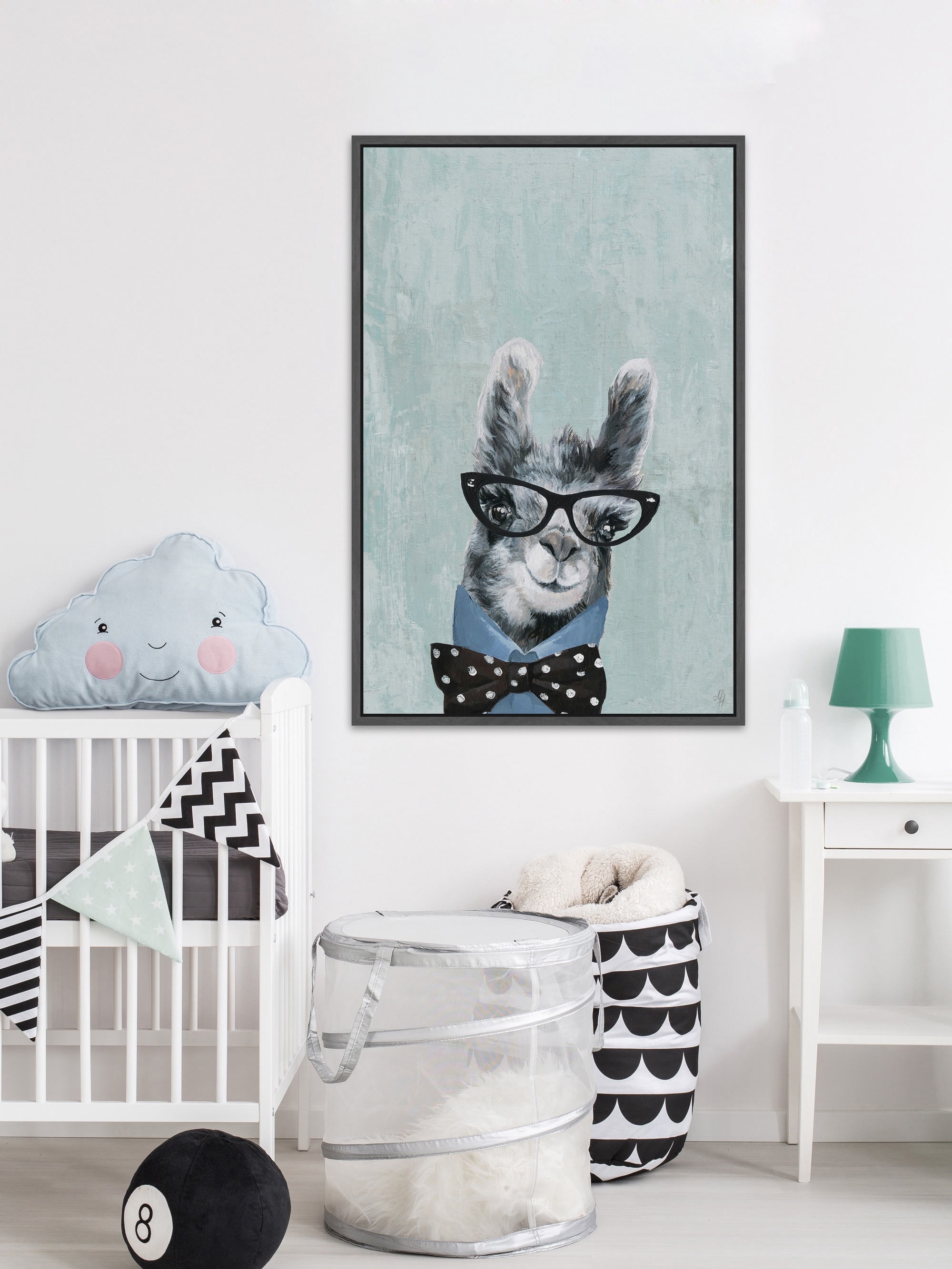 Llama with a Bow II Floater Framed Painting Print on Canvas