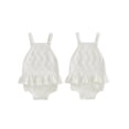 thumbnail image 2 of BemeyourBBs Newborn Baby Girls Knitted Sweater Romper Sleeveless Square Neck Ruffle Bodysuit Jumpsuit Playsuit Infant Baby Girl Fall Spring Summer Clothes, 2 of 9