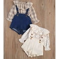 thumbnail image 2 of StylesILove Baby Toddler Girls Plaid Floral Print Ruffle Long Sleeve Top and Overall Shorts 2pcs Spring Summer Cotton Outfit (Ivory Floral, 6M), 2 of 7
