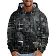 thumbnail image 2 of Men's Oversized Graffiti Print Hooded Sweatshirt, Long Sleeve Loose Fit Casual Pullover Fleece Hoodie for Streetwear,Black,2XL, 2 of 5