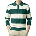 thumbnail image 3 of WRKEKC Men's Collared Sweater Bold Stripe Ribbed Knit Color Block Long Sleeve Thickened Soft Warm Stylish Versatile Layerable Regular Fit Fall Winter Casual Pullover, 3 of 10