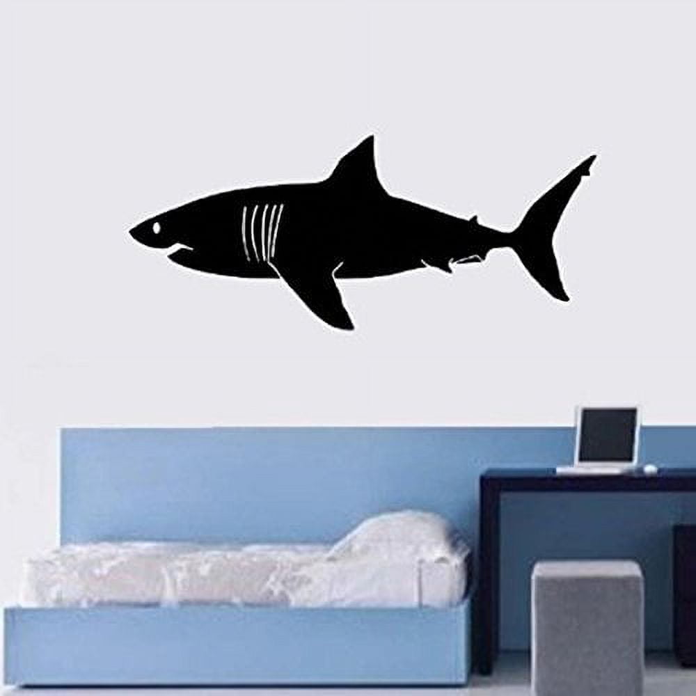 VWAQ Great White Shark Wall Decal Large Shark Home Decor Kids Room Huge Shark Wall Art Sticker