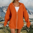 thumbnail image 2 of UngA Women's Zip Up Hoodie Womens Zip Up Hoodies Fleece Jackets Oversized Sweatshirts Fall Fashion Outfits 2025 Sweaters Winter Clothes Hoodies for Women (Orange,4XL), 2 of 4