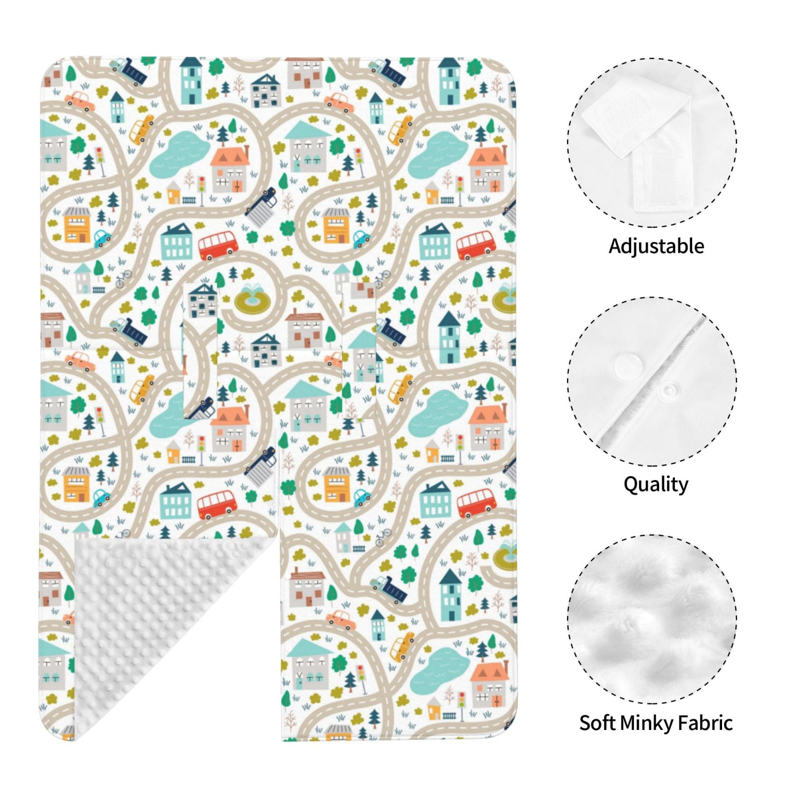 Naloa Hand Drawn Cars Trucks Buses And Roads Baby Car Seat Cover, Breathable Baby Carrier Cover, Multiuse Baby Carrier Cover & Nursing Breastfeeding Cover
