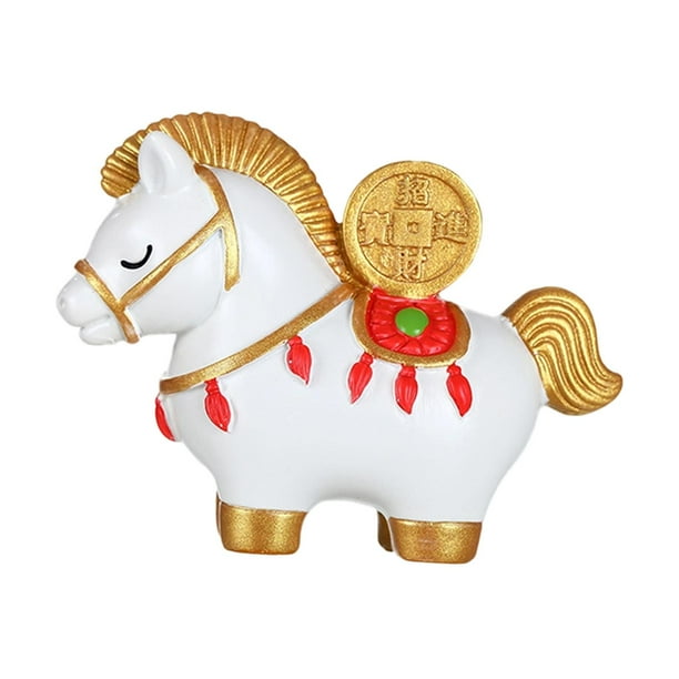 Figura de caballo, adorno de escritorio, coleccionable creativo, regalo Feng Shui para primavera Caballo blanco