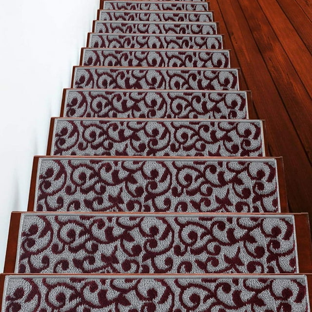 Leaves Collection Contemporary, Cozy, Vibrant and Soft Stair Mats & Rugs, 9'' x 28''