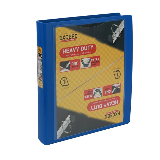 Exceed 1 inch Heavy Duty Binder, Blue, 3 Slant DRing, 4 Pack