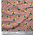 thumbnail image 1 of Soimoi Pink Rayon Crepe Fabric Peach Floral & Pineapple Fruits Decor Fabric Printed Yard 46 Inch Wide, 1 of 1