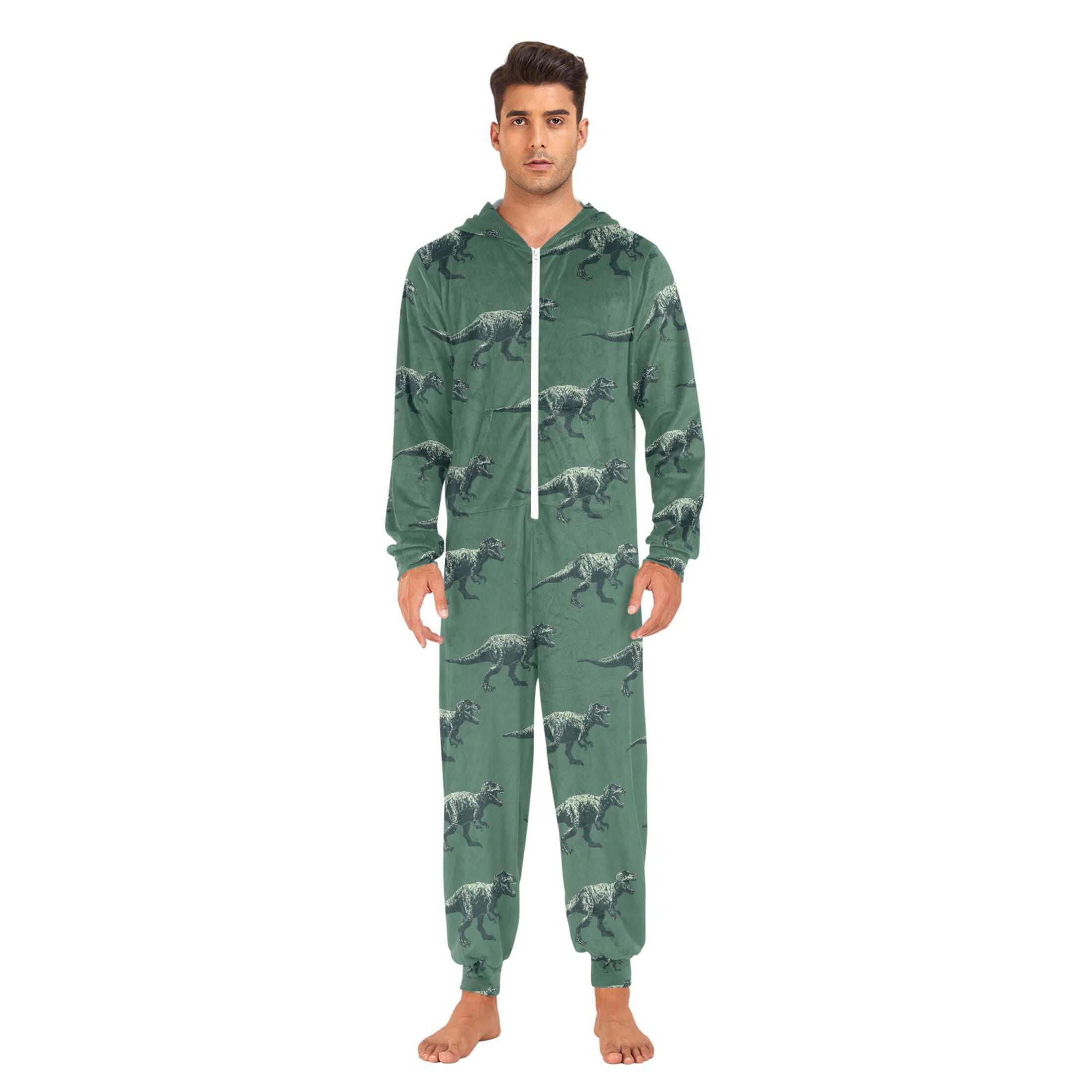 Adult Christmas Onesie Velociraptor Adult Zipper One-Piece Pajamas Unisex Pajamas with Pockets