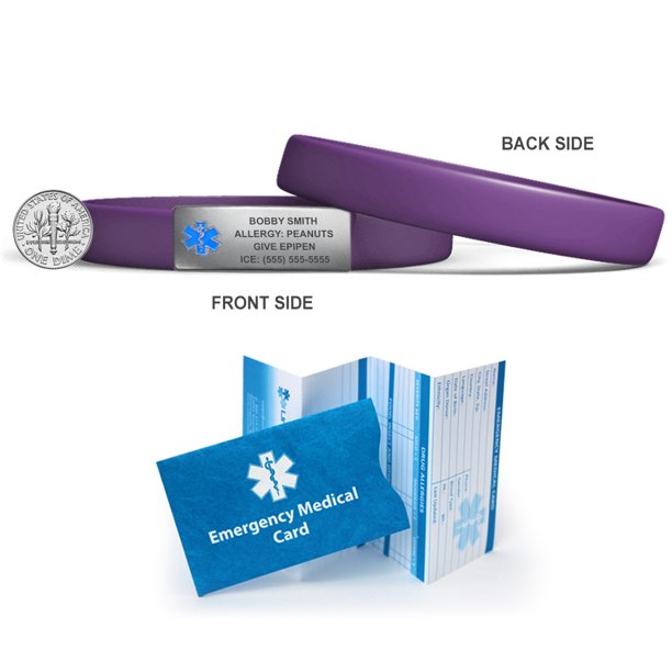 Medicband Medical Alert Id Bracelet Purple Lg Free Engraving Medical Alert Id Bracelet Purple