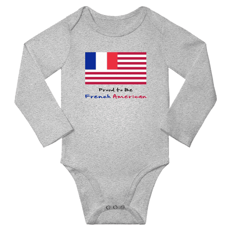 

Proud to be French American Baby Long Slevve Bodysuit Outfits (Gray 6-12 Months)