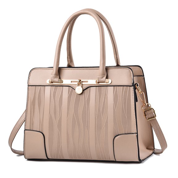 The new large-capacity shoulder bag suitable for travel is simple and casual artificial leather handbag - khaki