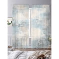 thumbnail image 2 of Aqua Beige Ombre Sheer Curtains 96 Inch Length 2 Panels Set, Vintage Modern Abstract Voile Window Treatment Semi Sheer Long Curtains Drapes for Bedroom/Living Room/Kitchen 52"x96"x2, 2 of 7
