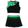thumbnail image 5 of HULIJA School Girls Cheerleading Team Uniform Dance Outfit Cheer Leader Pleated Skirt Set Green 16, 5 of 6