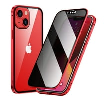 Dteck Case for iPhone 13 6.1-inch,Magnetic Adsorption Metal Case Anti Spy Privacy Double Side Tempered Glass Full Cover 360° Anti-peeping Protective Case,Red