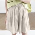 thumbnail image 6 of ClodeEU Women's Ice Silk Quick Dry Wide Leg Knee Length Shorts with Side Pockets,Drawstring Elastic Waist Casual Summer Bermuda Pants Beige,Womens Plus XL, 6 of 8