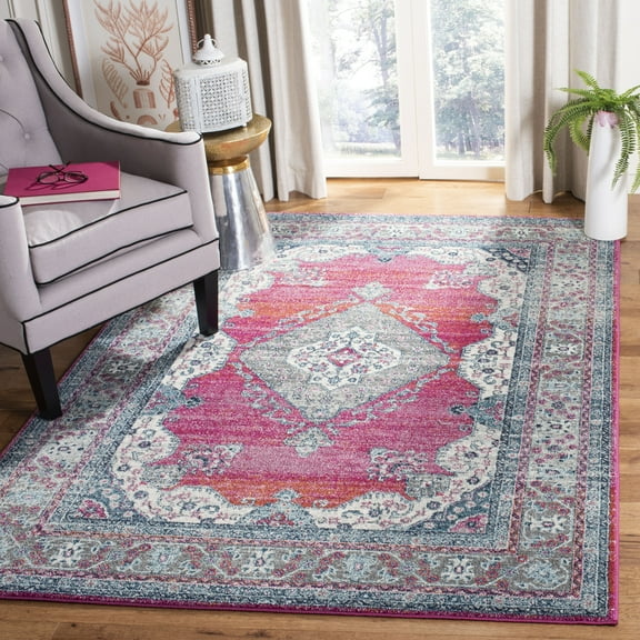 Safavieh  Evoke Tamera Vintage Boho Medallion Rug Navy/Fuchsia 4'  x  6' 4' x 6' Purple Rectangle