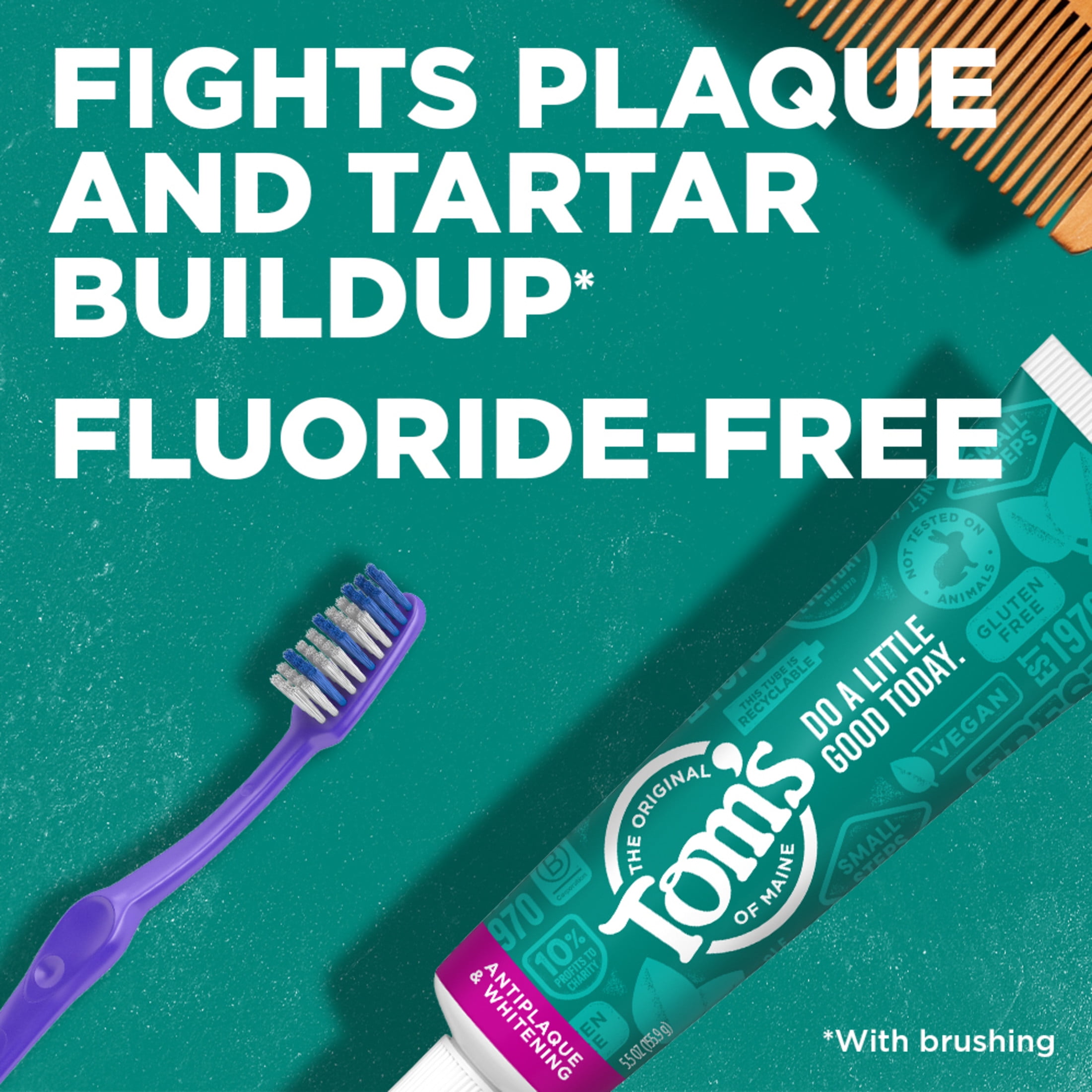 Toms of Maine Fluoride-Free Antiplaque & Whitening Natural Toothpaste, Peppermint, Travel Size, 1 oz.