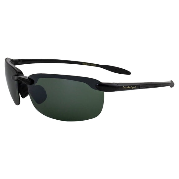 Islander Eyes Nevis Polarized Sunglasses for Men or Women Rimless Sports Wrap Black Temples w/ Grey Lens