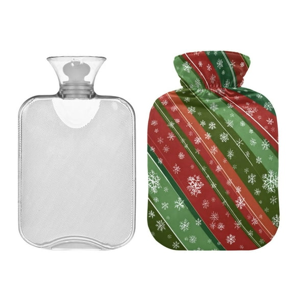 2L Fully Printed Hot Water Bottle Cover Hot Water Bottle For Hot & Cold Compresses Snowflakes Stripes