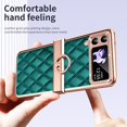 thumbnail image 2 of MonsDirect for 6.7 inch Samsung Galaxy Z Flip 4 5G 2022 Case, Hinge Protection Plating Frame Hard PC Shell Diamond PU Leather Cover Shockproof with Finger Ring Stand Holder for Galaxy Z Flip 4, Green, 2 of 7