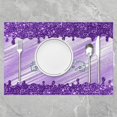 thumbnail image 2 of Purple Glitter Print Placemats Set of 4 Kitchen Dining Table 18"x12" Crown Decor Place Mats Diamond Print Table Place Mats Pastel Washable Fabric Decoration Table Mats Placemat(No Glitter), 2 of 4