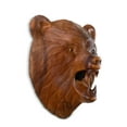 thumbnail image 2 of 12" Wooden Hand Carved Wall Bear Head Mask Hanging Handcrafted Handmade Figurine Sculpture Lodge Cabin Outdoor Indoor Decorative Home Decor Accent, 2 of 3