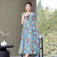 thumbnail image 3 of Nouvelle Mode Décontractée 2024 Robe d'Été pour Femmes Imprimée Ample Col Rond en Coton Vêtements pour Femmes Grande Taille, 3 of 7