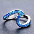 thumbnail image 3 of Y'all Sterling Silver Wave Ring for Women with Blue Opal Inlay, Size 6, 3 of 5