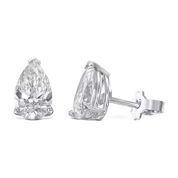 3Ct Pear Cut Lab Created Diamond Solitaire Stud Earrings 14k White Gold Plated